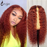 Uwigs Ginger Orange Wig Curly Human Hair WWig 8-26 Inch Brazilian Remy Hair Wigs Pre Plcuked 180 Density