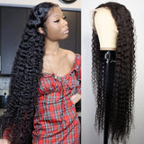 30 32 Inch Curly Human Hair Deep Wave Frontal Wigs For Black Women