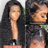 30 32 Inch Curly Human Hair Deep Wave Frontal Wigs For Black Women