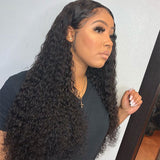 30 32 Inch Curly Human Hair Deep Wave Frontal Wigs For Black Women