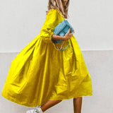 Women Vintage O-neck Floral Print Loose A-Line Dress