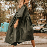 Women Vintage O-neck Floral Print Loose A-Line Dress