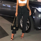 High-waist Stretch Women Jeans with Raw Edge Lace-up