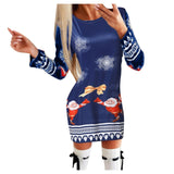 2021 Christmas Knitted Sweater Dress Women