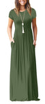 GULE GULE Women's Short Sleeve Solid Maxi Long Dresses with Pockets