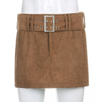 Brown Low Rise Corduroy Skirts Women