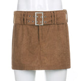Brown Low Rise Corduroy Skirts Women