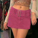Brown Low Rise Corduroy Skirts Women