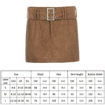 Brown Low Rise Corduroy Skirts Women