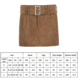 Brown Low Rise Corduroy Skirts Women