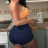 High Waist Workout Shorts Pleated Scrunch Butt Leggings Athletic Gym Workout Fitness