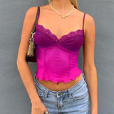 Y2k Top Unif Lace Gothc Crop T Summer Tops