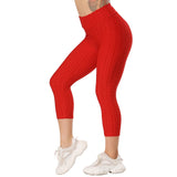 FITTOO Women Leggings Capris Textured Anti Cellulite Leggins Push Up High Waist Sport Pant Fitness Athletic Scrunch Butt Cropped