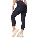 FITTOO Women Leggings Capris Textured Anti Cellulite Leggins Push Up High Waist Sport Pant Fitness Athletic Scrunch Butt Cropped