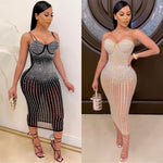 Women Dress Sexy Night Club Sequin Glitter Diamond Dress