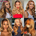 P4/27 Highlight Wig Brazilian Body Wave Wig Lace Front Human Hair Wigs For Black Women Honey Blonde Ombre Lace Frontal Wig Remy