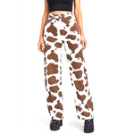 Female Straight Jeans Korean Style Casual Wild Cow Skin Pattern