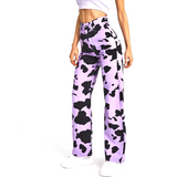 Female Straight Jeans Korean Style Casual Wild Cow Skin Pattern