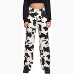 Female Straight Jeans Korean Style Casual Wild Cow Skin Pattern