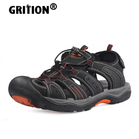 GRITION Men Sandals Summer Close Toe Beach Clog Flat