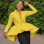 Women Sexy Party Blouse Cardigan Long Sleeve Peplum Tops Ruffles
