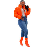 Bubble Coat Neon Color Women Cropped Puffer Jacket