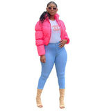Bubble Coat Neon Color Women Cropped Puffer Jacket