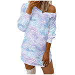 Casual Merry Christmas Print O-Neck Dress For Women Long Sleeve Streetwear