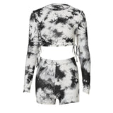 Women Set Print Full Sleeve O-neck Side Drawstring