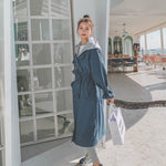 Removable Hood Women Trench Coat Long Double-Breasted
