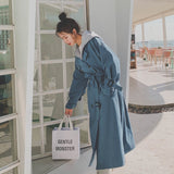 Removable Hood Women Trench Coat Long Double-Breasted