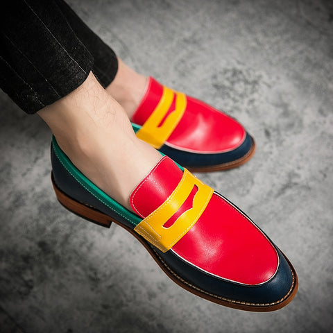 Mens Dress Shoes Formal Patchwork Leather Shoe Fashion