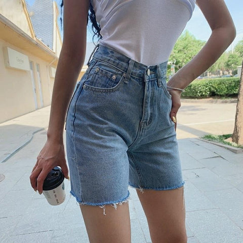 High Waist Slim Denim Shorts Bermuda Plus Size Woman New Fashion