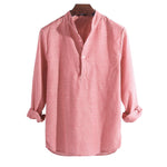Shirt for Men New Cotton Long Sleeve Men's Shirt Autumn Winter Striped Slim Fit Stand Collar