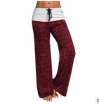 2021 Loose Leggings Women Wide Leg Pants Lace Up Fitness Plus Size Trousers High Waist Female Patchwork Boot Cut Pants