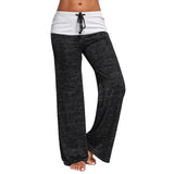 2021 Loose Leggings Women Wide Leg Pants Lace Up Fitness Plus Size Trousers High Waist Female Patchwork Boot Cut Pants