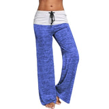 2021 Loose Leggings Women Wide Leg Pants Lace Up Fitness Plus Size Trousers High Waist Female Patchwork Boot Cut Pants