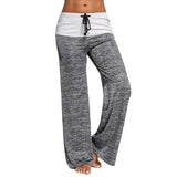 2021 Loose Leggings Women Wide Leg Pants Lace Up Fitness Plus Size Trousers High Waist Female Patchwork Boot Cut Pants