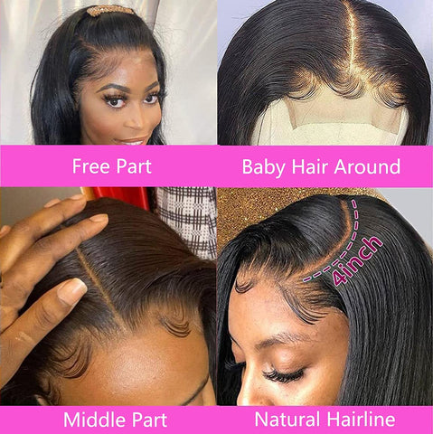 BEAUDIVA Lace Closure Wig Bone Straight Human Hair Wigs 4x4 Lace Front Wigs Prepluck Straight Human Hair Wigs With Baby Hair
